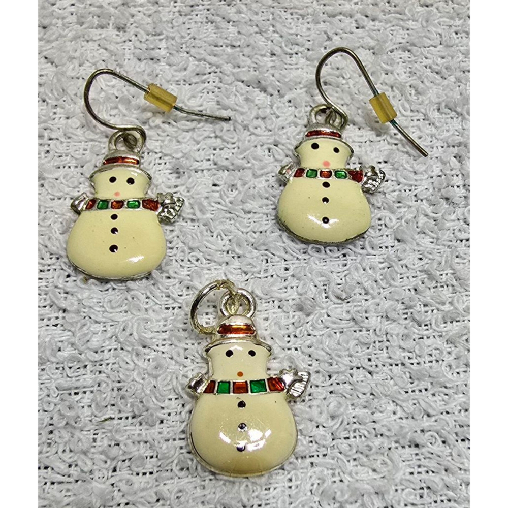 Women's Unbranded Snowman Christmas Earrings One Size Cream Red